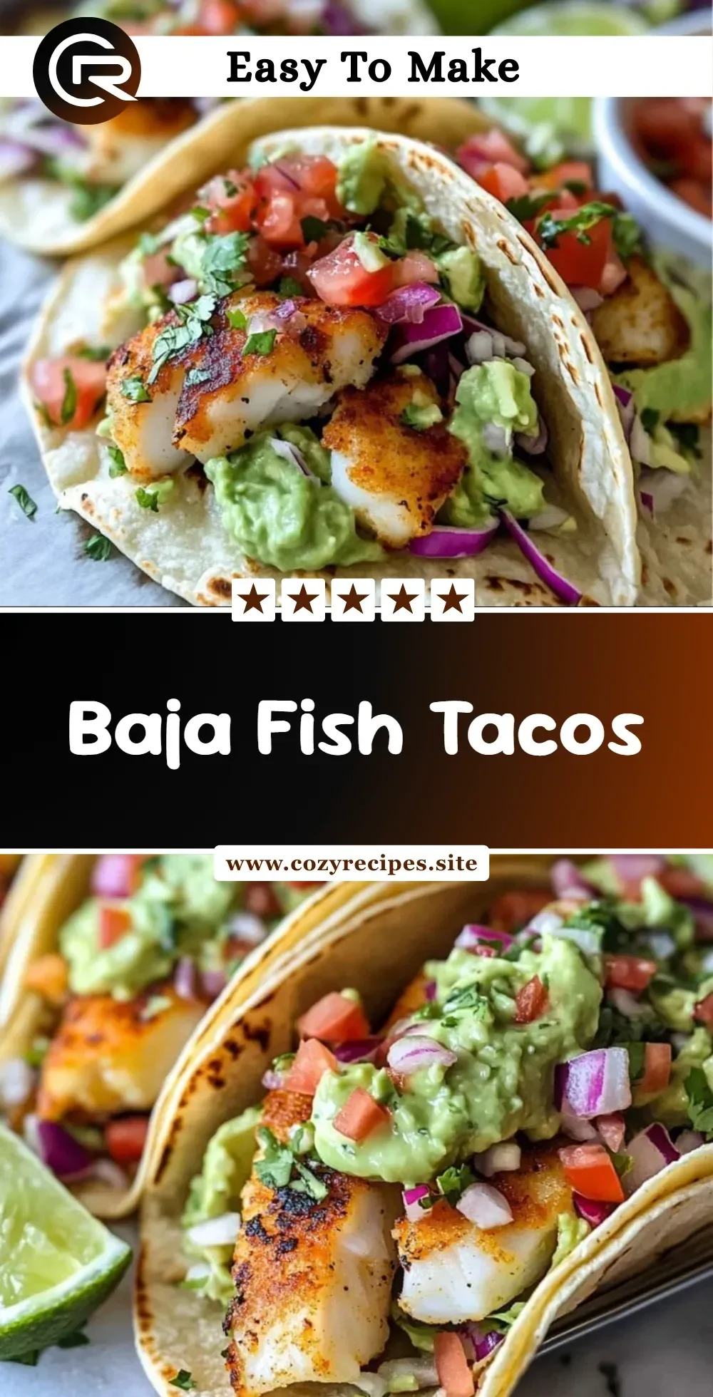 Delicious homemade Baja fish tacos with fresh toppings and sauce