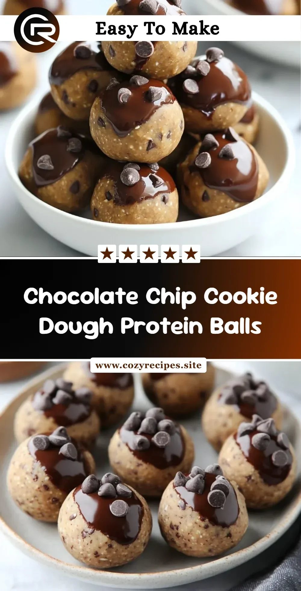 Chocolate Chip Cookie Dough Protein Balls for a healthy snack