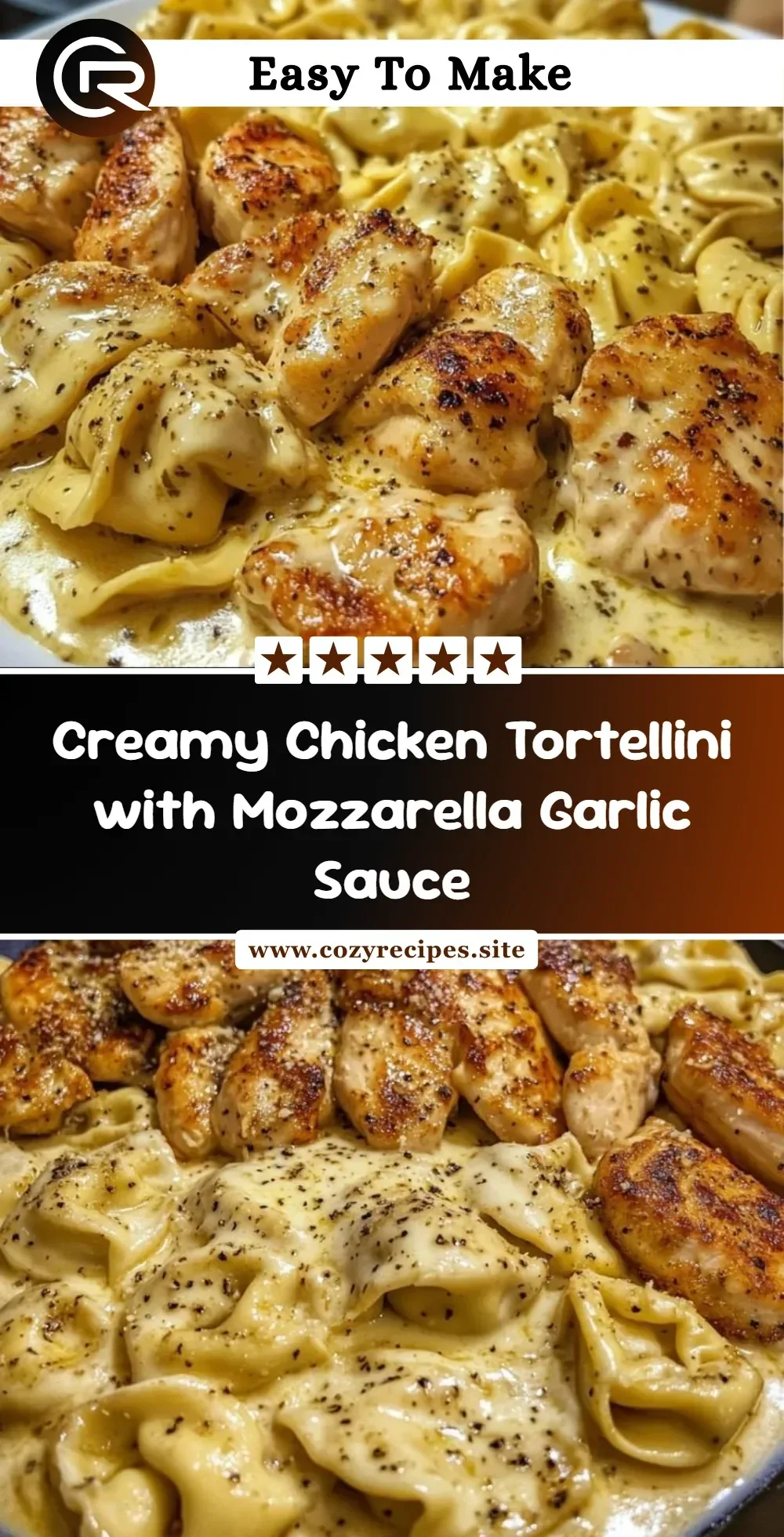 Creamy Chicken Tortellini in Mozzarella Garlic Sauce
