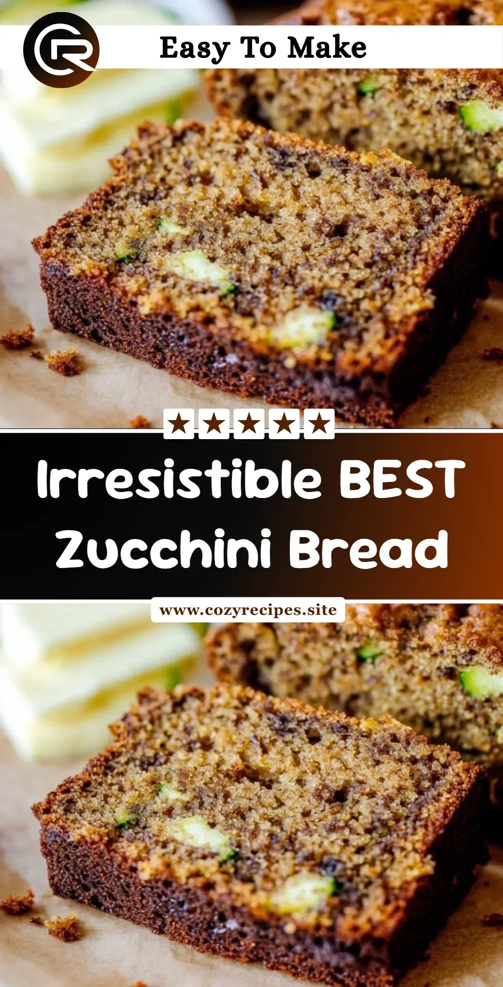 Loaf of delicious homemade zucchini bread with nuts and spices