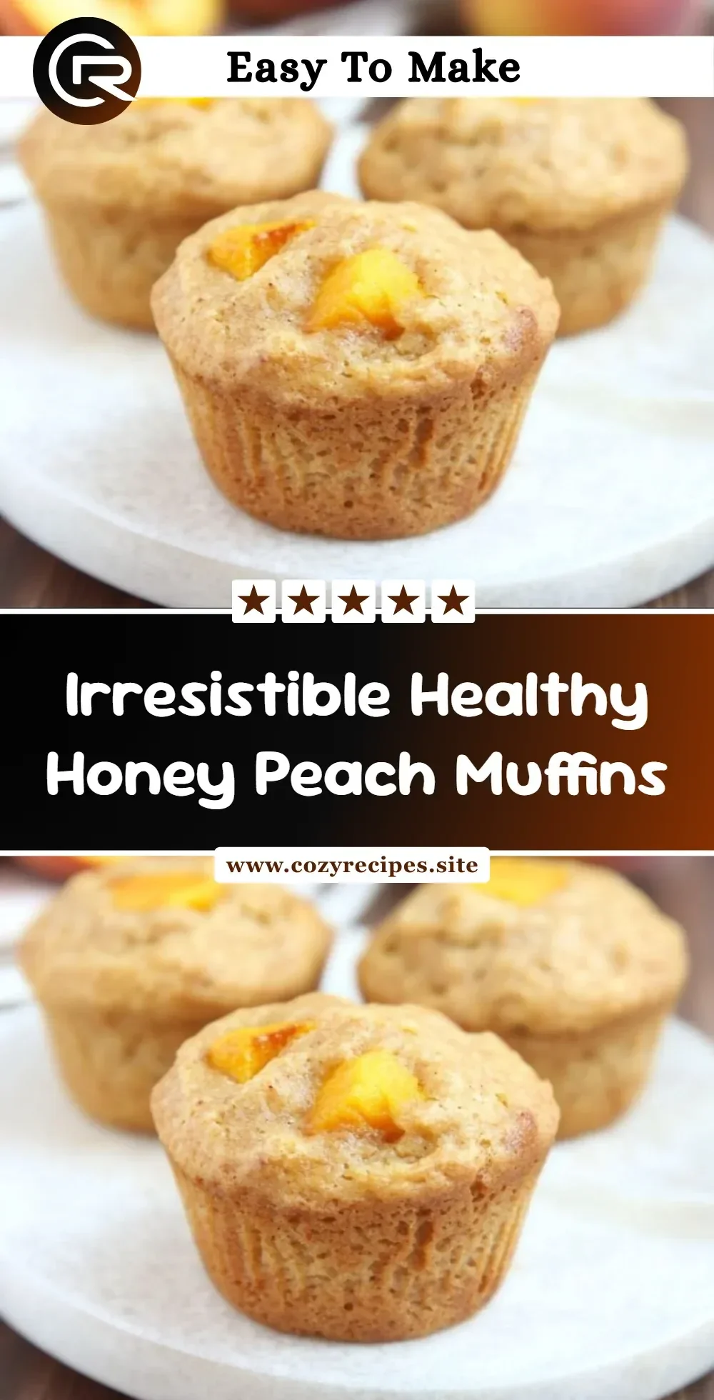 Delicious healthy honey peach muffins baked to perfection