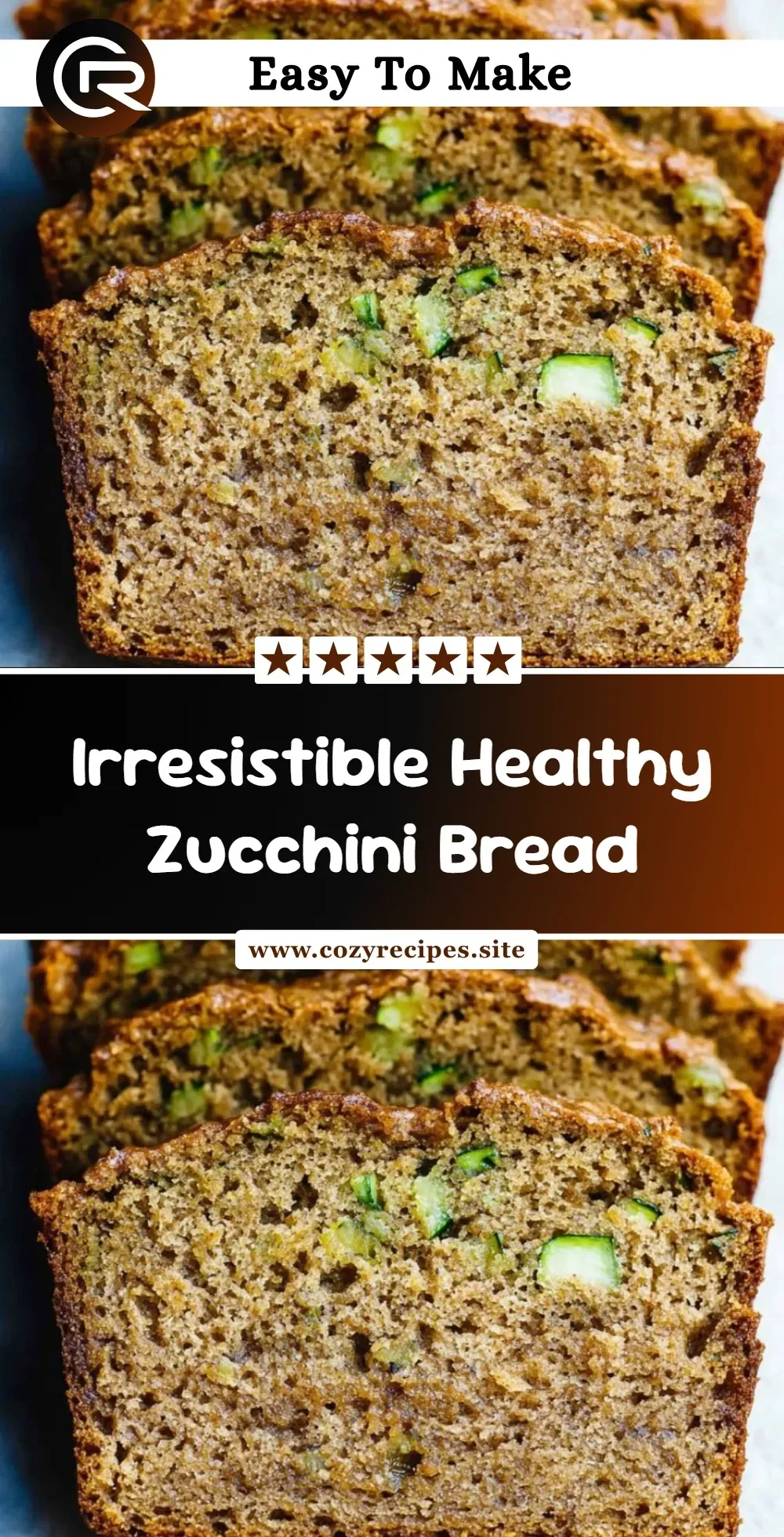 Delicious slice of healthy zucchini bread on a wooden table.