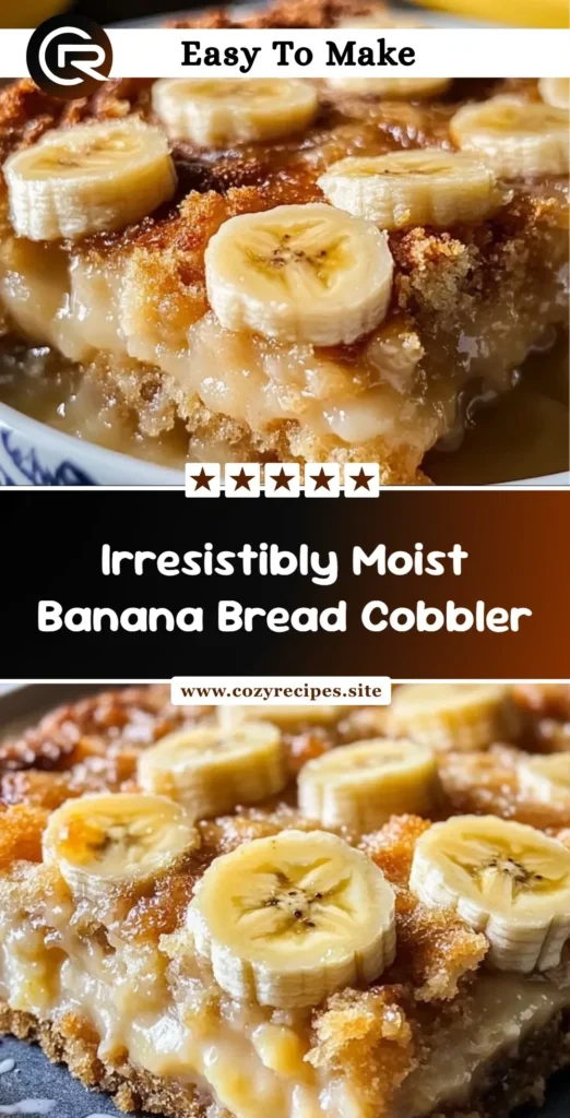 Delicious moist banana bread cobbler served in a rustic dish