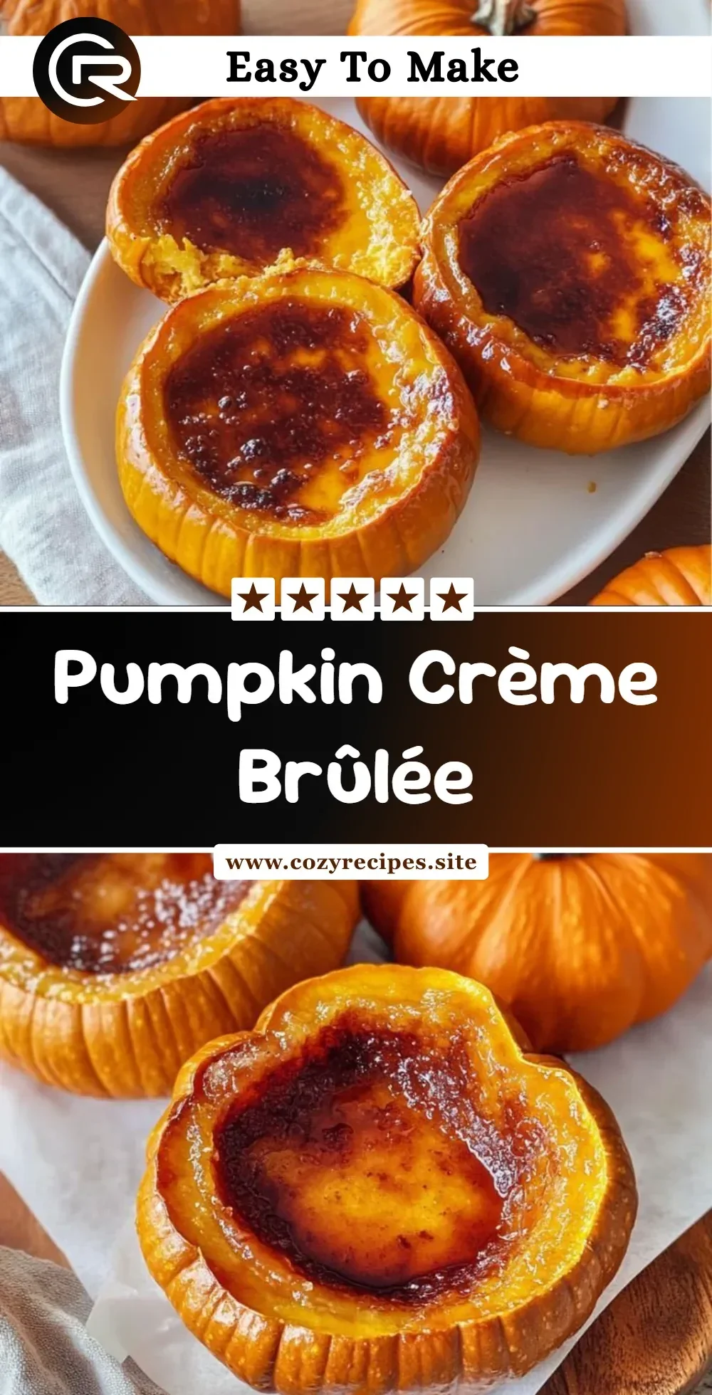 Delicious Pumpkin Crème Brûlée dessert with a caramelized sugar topping